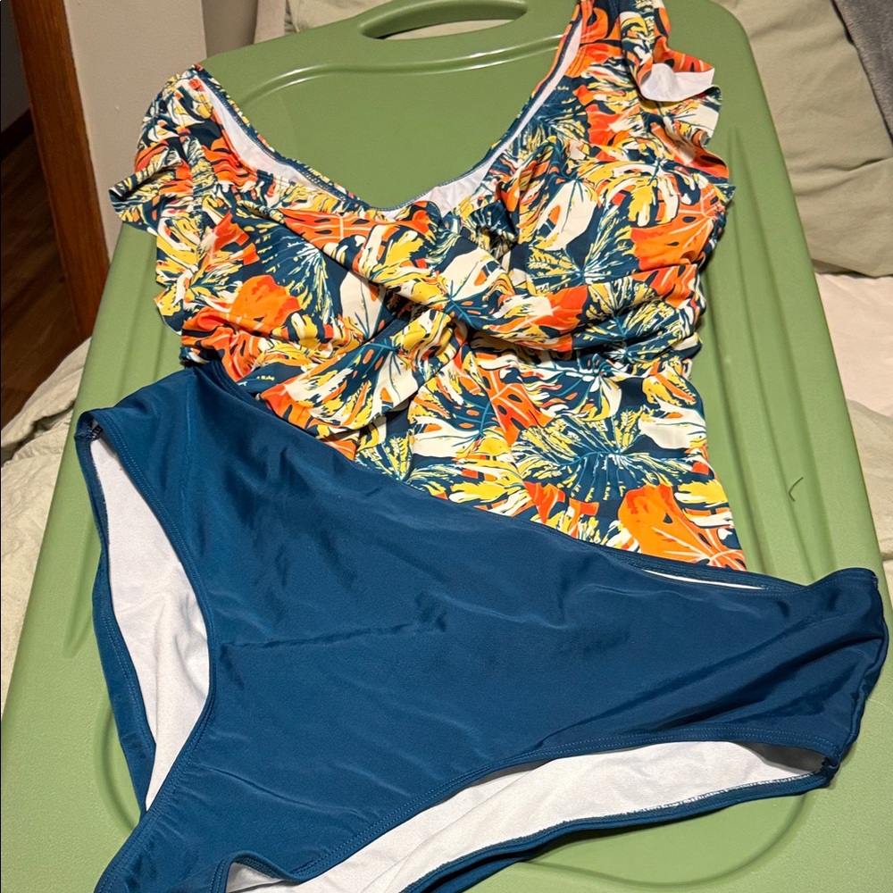 Tropical Print Kids One Piece Swimsuit